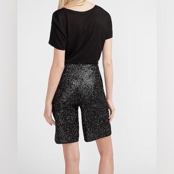 NWT! Black High Waisted Sequin Bermuda Shorts - Multiple Sizes - Picture 4 of 7